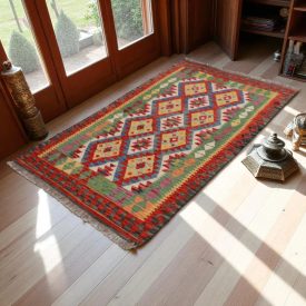   Chobi Kilim szőnyeg 170x102 kézi szövésű afgán gyapjú kilim
