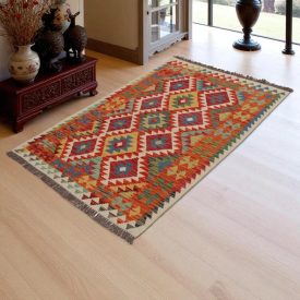   Chobi Kilim szőnyeg 157x102 kézi szövésű afgán gyapjú kilim