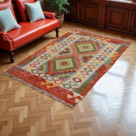   Kilim szőnyeg Chobi 145x100 kézi szövésű afgán gyapjú kilim