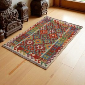   Chobi Kilim szőnyeg 150x103 kézi szövésű afgán gyapjú kilim
