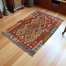   Kilim szőnyeg Chobi 145x103 kézi szövésű afgán gyapjú kilim
