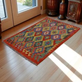   Chobi Kilim szőnyeg 150x102 kézi szövésű afgán gyapjú kilim