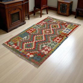   Kilim szőnyeg Chobi 155x101 kézi szövésű afgán gyapjú szőttes