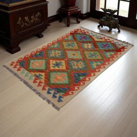   Chobi Kilim szőnyeg 140x96 kézi szövésű afgán gyapjú kilim