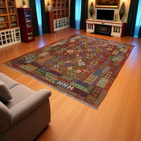   Chobi Kilim szőnyeg 246x350 kézi szövésű afgán gyapjú kilim