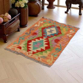   Etnikai Kilim szőnyeg Chobi 95x64 kézi szövésű afgán gyapjú kilim