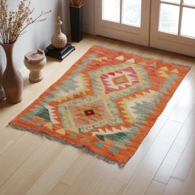   Etnikai Kilim szőnyeg Chobi 97x64 kézi szövésű afgán gyapjú kilim