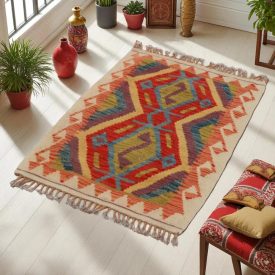   Afgán Kilim szőnyeg Chobi 59x92 kézi szövésű etnikai kilim