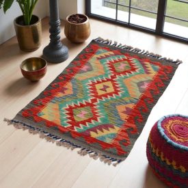   Afgán Kilim szőnyeg Chobi 59x91 kézi szövésű etnikai kilim