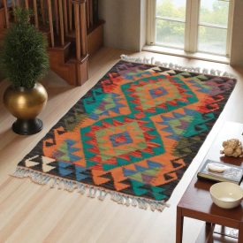  Etnikai Kilim szőnyeg Chobi 95x60 kézi szövésű afgán gyapjú kilim