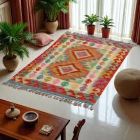   Chobi Kilim szőnyeg 119x84 kézi szövésű afgán gyapjú kilim