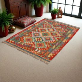   Kilim szőnyeg Chobi 148x102 kézi szövésű afgán gyapjú kilim
