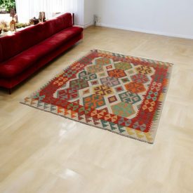   Etnikai Kilim szőnyeg Chobi 147x202 kézi szövésű afgán Kilim