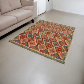   Kézi szövésű Kilim Chobi 160x194 afgán gyapjú Kilim szőnyeg