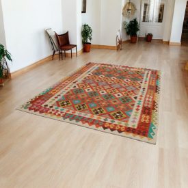   Gyapjú Kilim szőnyeg Chobi 207x299 kézi szövésű afgán Kilim