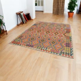   Kézi szövésű Kilim Chobi 202x286 afgán gyapjú Kilim szőnyeg