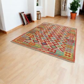   Afgán Kilim szőnyeg Chobi 201x298 etnikai kézi szövésű Kilim