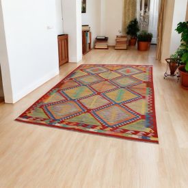   Etnikai Kilim szőnyeg Chobi 202x297 kézi szövésű afgán Kilim