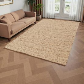   Vastag gyapjú szőnyeg világos barna színű 200x300 modern gyapjú szőnyeg