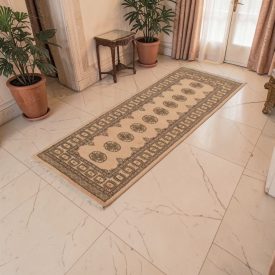   Futószőnyeg bézs Bokhara 205x79 kézi csomózású pakisztáni szőnyeg