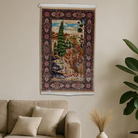   Viszkóz szőnyeg Kert motívum bézs 80x120 gobelin hatású szőnyeg Iránból