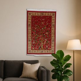   Viszkóz szőnyeg Életfa motívum bordó 80x120 minőségi gobelin hatású szőnyeg Iránból