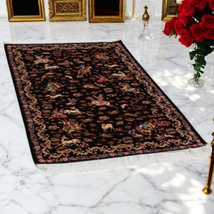 Viszkóz szőnyeg Vadászat kék 100x150 iráni gobelin hatású szőnyeg