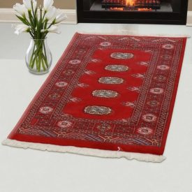   Pakisztáni szőnyeg bordó Bukhara 76x123 kézi csomózású szőnyeg