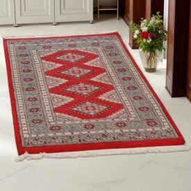   Pakisztáni szőnyeg bordó Jaldar 76x125 kézi csomózású szőnyeg