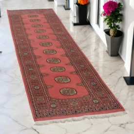   Futószőnyeg rózsaszín Bukhara 74x247 Pakisztáni kézi csomózású szőnyeg