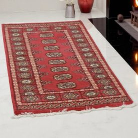   Pakisztáni szőnyeg rózsaszín Bokhara 77x130 kézi csomózású szőnyeg