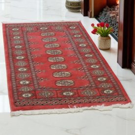   Pakisztáni szőnyeg rózsaszín Bukhara 79x131 kézi csomózású szőnyeg