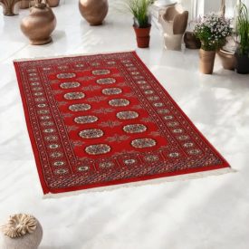   Pakisztáni szőnyeg bordó Bukhara 93x155 kézi csomózású szőnyeg