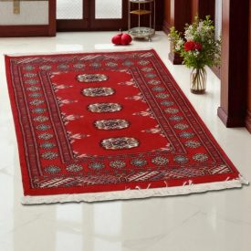   Pakisztáni szőnyeg bordó Bukhara 78x112 kézi csomózású szőnyeg
