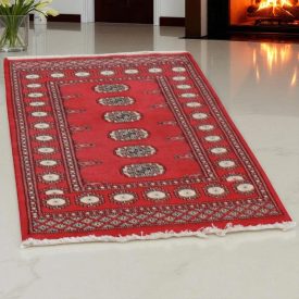   Pakisztáni szőnyeg bordó Bukhara 80x118 kézi csomózású szőnyeg