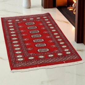   Pakisztáni szőnyeg bordó Bukhara 78x122 kézi csomózású szőnyeg