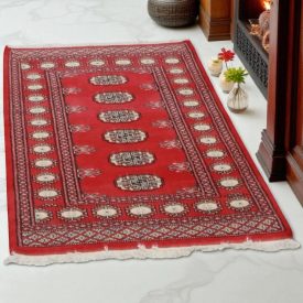   Pakisztáni szőnyeg bordó Bukhara 79x125 kézi csomózású szőnyeg