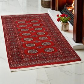   Pakisztáni szőnyeg bordó Bukhara 93x146 kézi csomózású szőnyeg