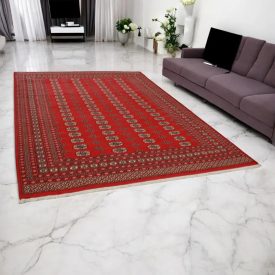   Pakisztáni szőnyeg bordó Bokhara 220x297 kézi csomózású szőnyeg