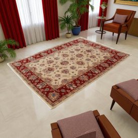   Ziegler szőnyeg bézs-bordó 149x206 kézi csomózású perzsa szőnyeg