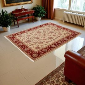   Ziegler szőnyeg bézs-bordó 151x201 kézi csomózású perzsa szőnyeg
