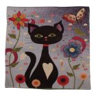 Lila díszpárna 45x45 – Éjféli cica