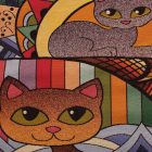 Narancs díszpárna 45x45 – Mozaik cicák