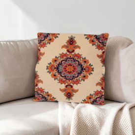 Krém díszpárna 45x45 – Napvirág mandala