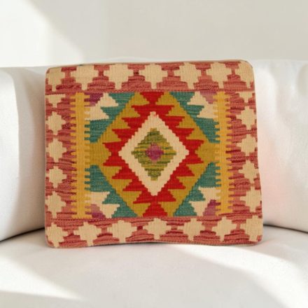 Afgán Kilim párnahuzat 45x40 kézi készítésű párna