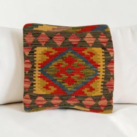 Afgán Kilim párnahuzat 40x40 kézi szövésű párna