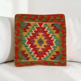 Afgán Kilim párnahuzat 40x40 kézi szövésű párna