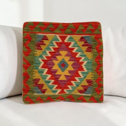 Afgán Kilim párnahuzat 40x40 kézi készítésű párna