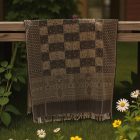 Elegán férfi női sál 215x105 szürke-fekete autentikus mintával