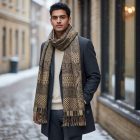 Elegáns sál sötét zöld 215x105 vékony női sál